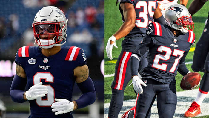 New England Patriots Cornerbacks Christian Gonzalez, J.C. Jackson